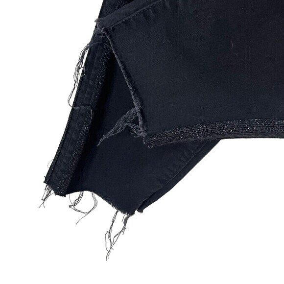 MOTHER Looker Ankle Fray Jeans Women’s 24 Black Tuxedo Stripe Raw Hem Skinny - Picture 9 of 16